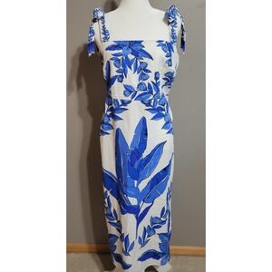 Calypso St. Barth Linen Blend Beaded Strap Midi Dress